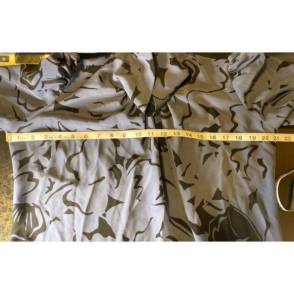 Vintage 90s Mark Stuart Blue Black High Neck Long Sleeve Blouse - Picture 11 of 14